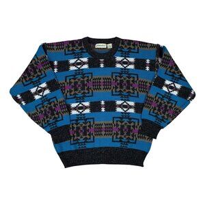 VTG St. John's Bay Sweater Mens Large 90s Geometric Wool Blend Pullover